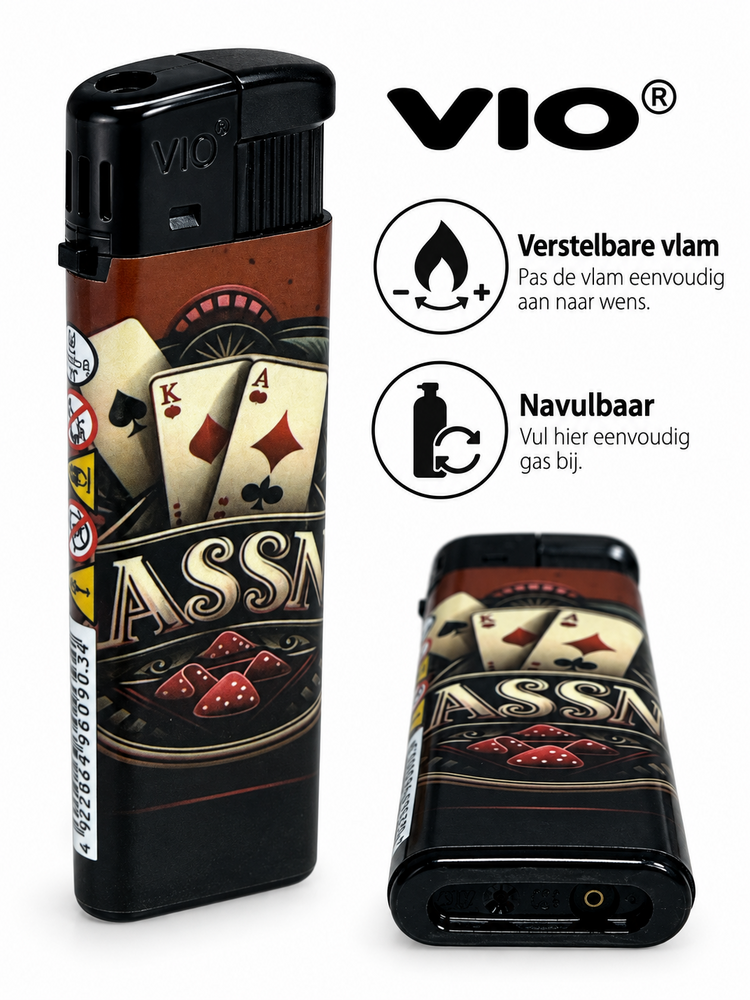 Aanstekers 50 stuks - Casino Poker Design  &ndash; Navulbaar &ndash; Zachte Verstelbare Vlam