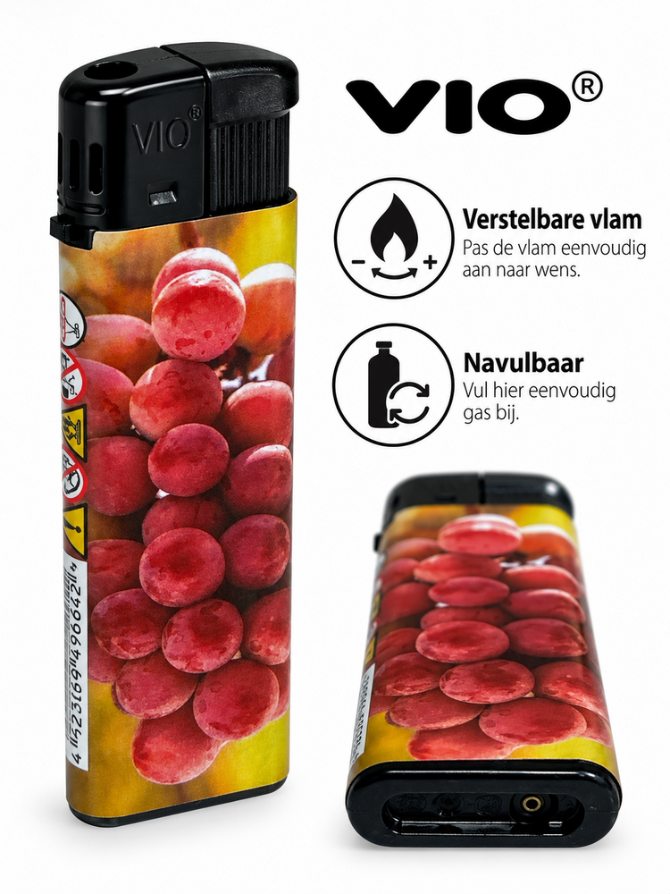 Klik Aanstekers - Fruit Design&ndash;  50 Stuks in Tray - Navulbaar &ndash; Zachte Verstelbare Vlam