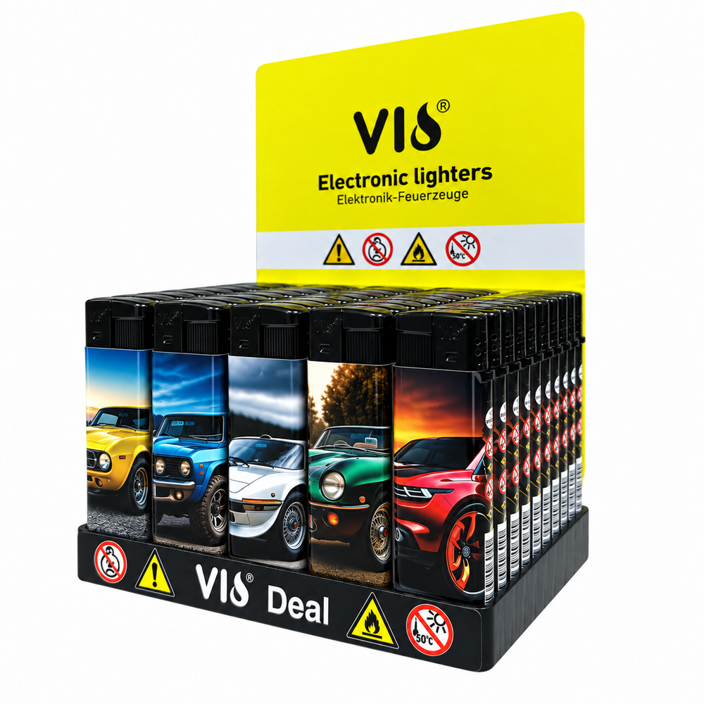 Lighters 50 pieces - refillable - Classic sports cars