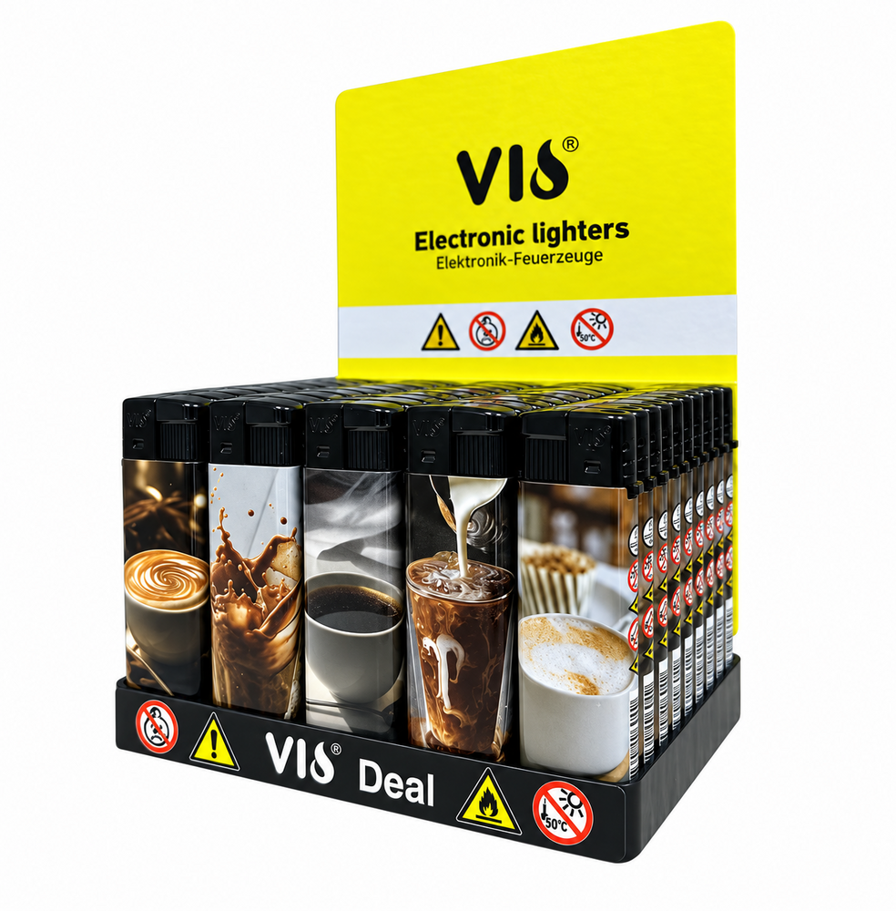 Lighters 50 pieces - Coffee print - click lighter - Coffee