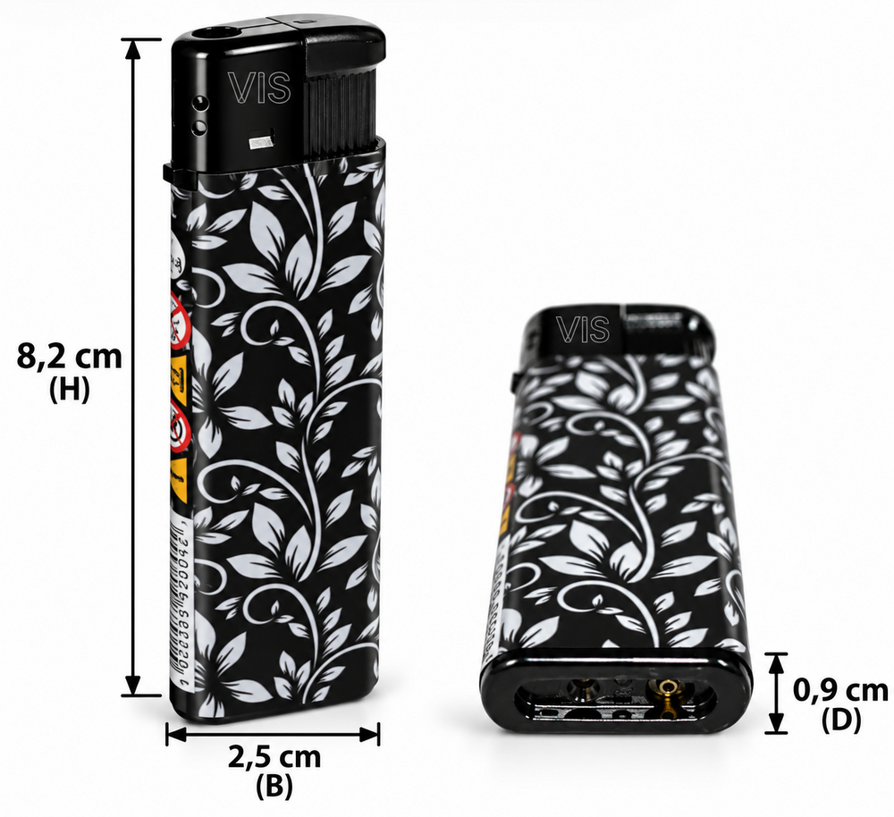 Lighters click tray of 50 pieces - Refillable - black and white print