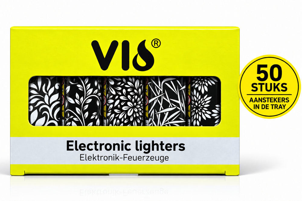 Lighters click tray of 50 pieces - Refillable - black and white print