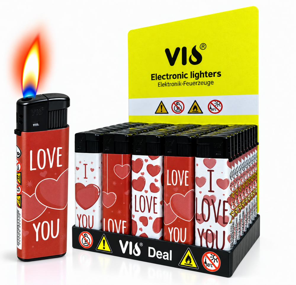 Aanstekers 50 stuks met Hartjes print - navulbaar