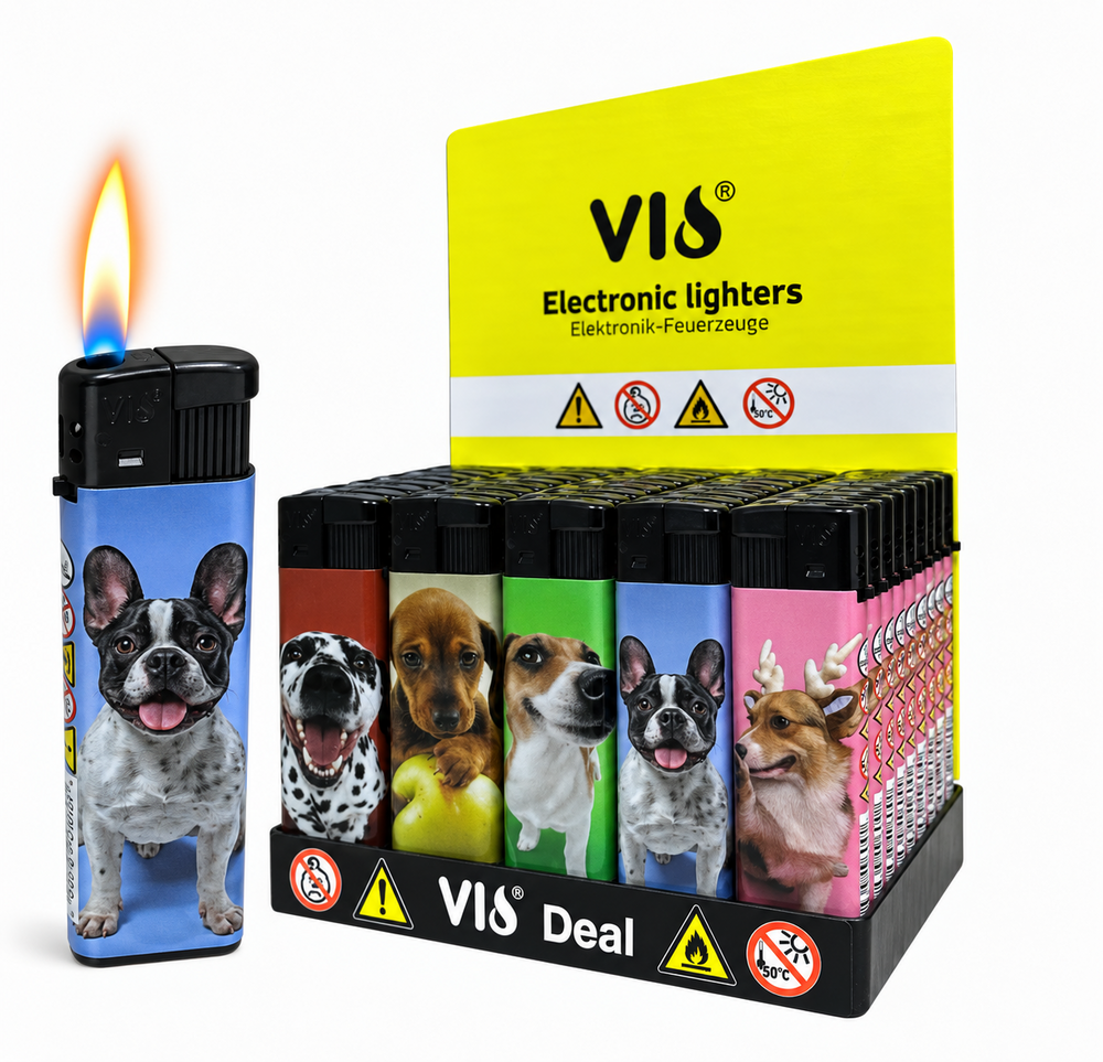 Lighters - with dog print - Refillable &amp; Adjustable - 50 pieces