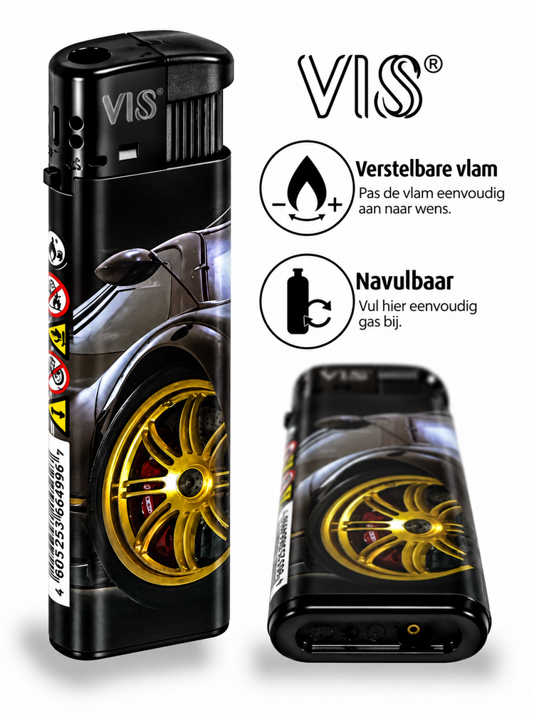 Aanstekers 50 stuks - navulbaar - Sportauto print  