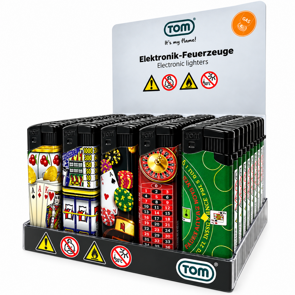 Aansteker &ndash; Casino &amp; Poker &ndash; 50 stuks Navulbaar &amp; Verstelbaar Aanstekers