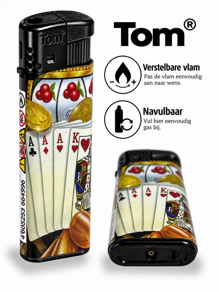 Aansteker &ndash; Casino &amp; Poker &ndash; 50 stuks Navulbaar &amp; Verstelbaar Aanstekers