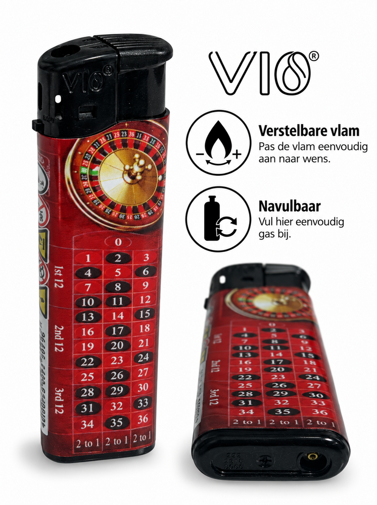 Aanstekers 50 stuks - navulbaar - Casino klik aansteker - Vio lighter