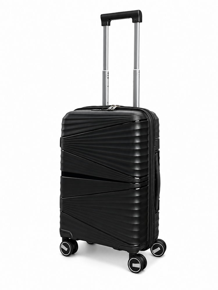 Hand luggage suitcase 55CM black - 4 wheels 360 degree spinner