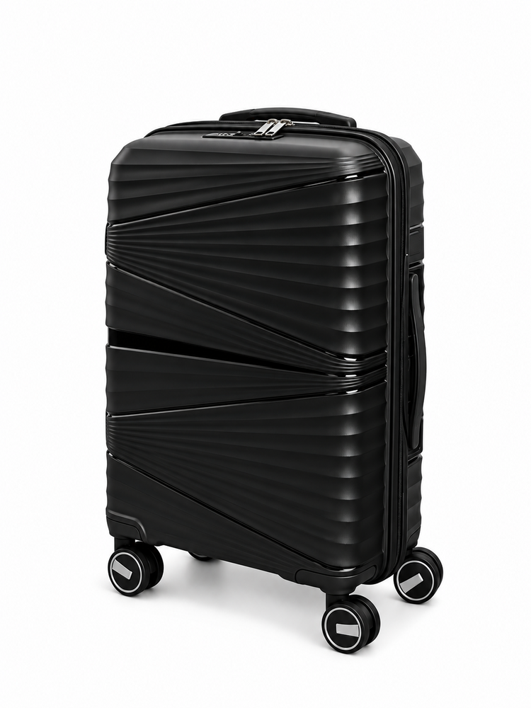 Hand luggage suitcase 55CM black - 4 wheels 360 degree spinner