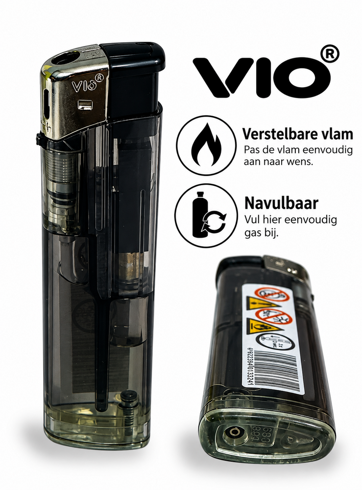 Lighters 50 pieces click - refillable - Transparent - vio Lighter