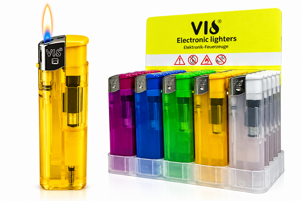 Lighters 25 pieces - refillable - Transparent Frosty color