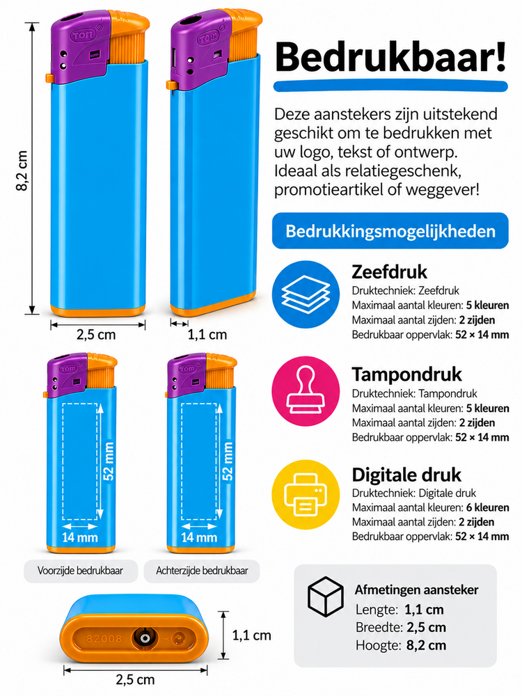 Aanstekers 50 stuks - afdrukbare aansteker - Harlekin - kliksysteem
