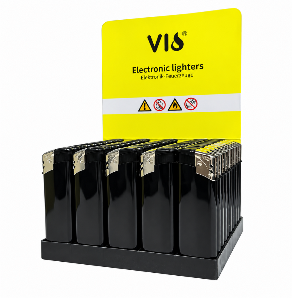 Lighters - 50 pieces in tray - print lighters - refillable - advertising lighters black