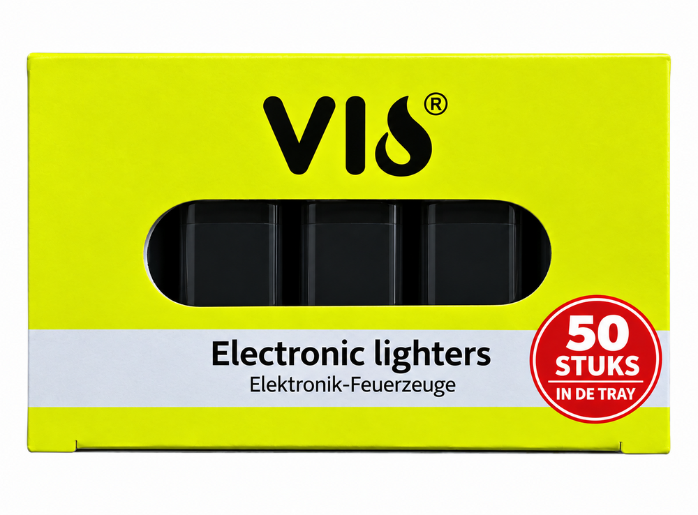 Lighters - 50 pieces in tray - print lighters - refillable - advertising lighters black