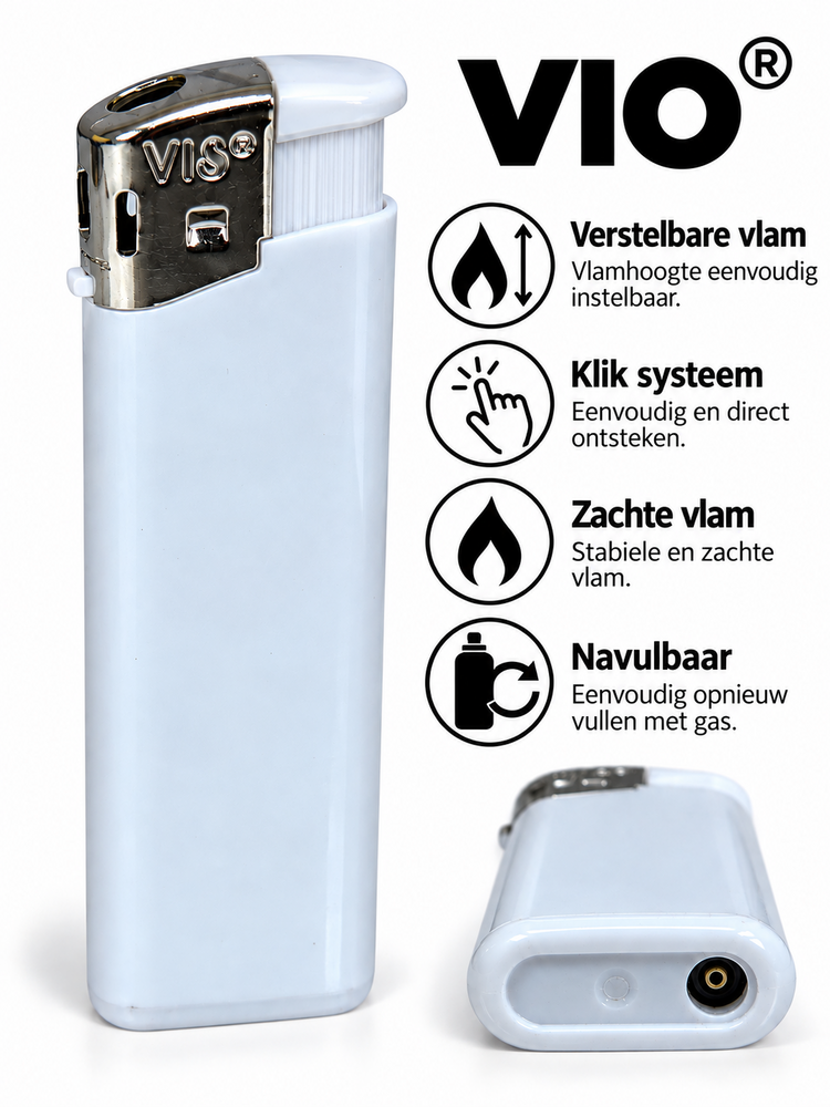 Aanstekers 50 stuks - wit - bedruk aansteker - navulbaar
