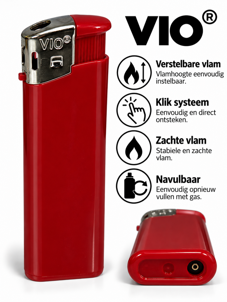 Aanstekers 50 stuks in tray - bedruk aanstekers- navulbaar - reclame aanstekers rood