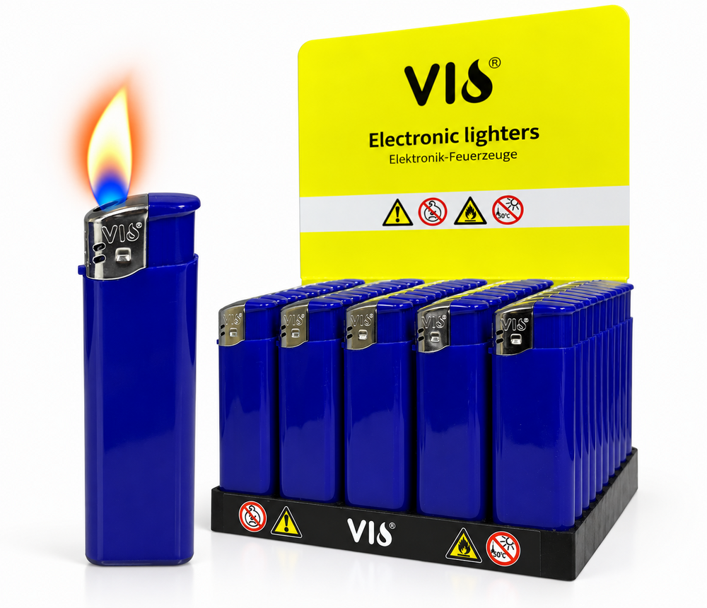 Lighters - 50 pieces in tray - print lighters - refillable - advertising lighters blue