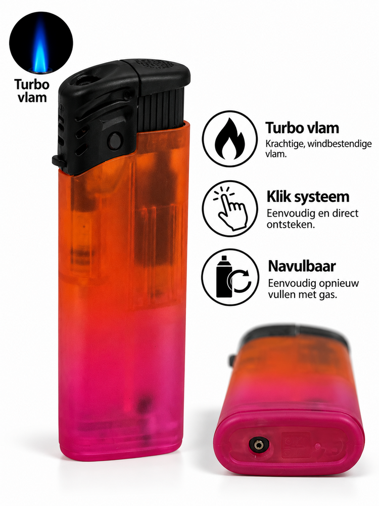Lighters - turbo flame - tray of 50 pieces - windproof lighter