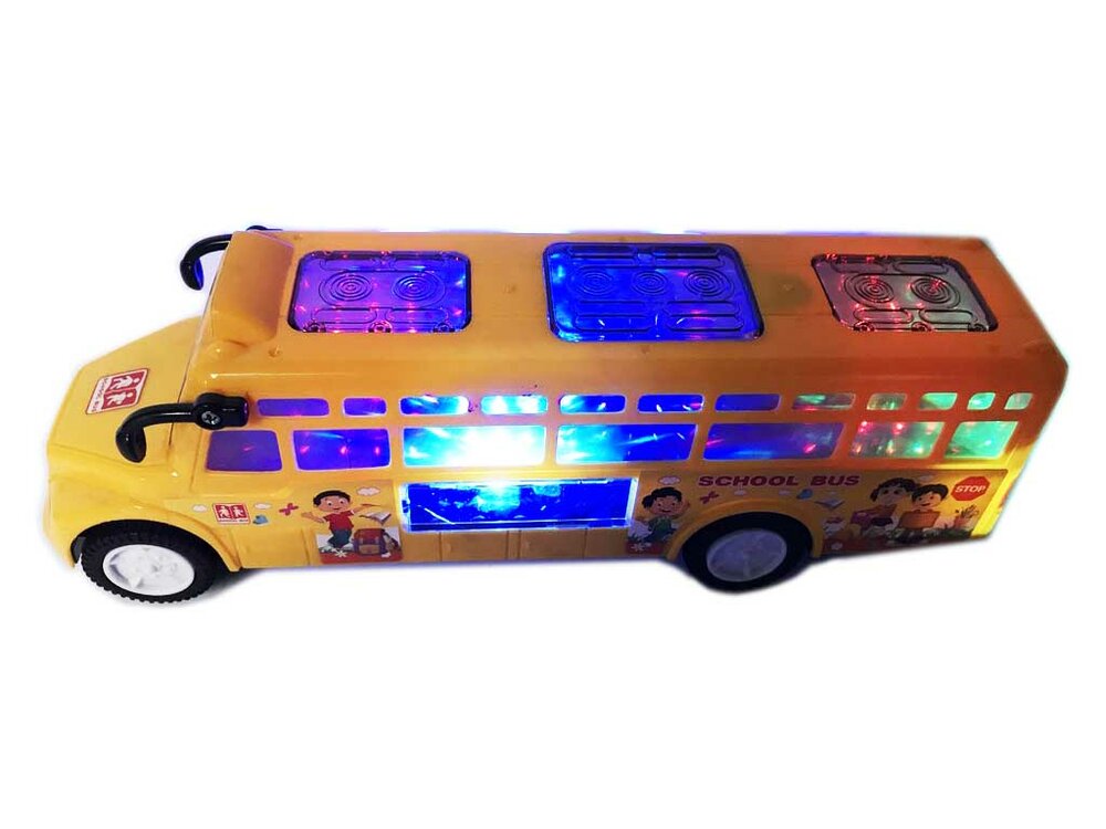 Schoolbus met Disco Led Lichtjes en Muziek - speelgoed busje 24CM