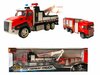 DIE-CAST Vrachtwagen autotransporter&nbsp;+ Brandweerauto 2in1 - pull-back drive