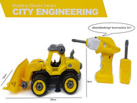 DIY RC graafmachine bulldozer - bouwset 24 stuks - 4in1