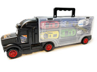 Vrachtwagen transporter truck - speelgoed mini auto's - transporter 6-delig set koffer - Oplegger - 34CM