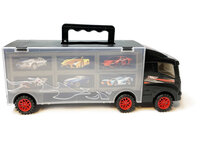 Vrachtwagen transporter truck - speelgoed mini auto's - transporter 6-delig set koffer - Oplegger voor 12 auto's- 30.5cm
