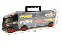 Vrachtwagen transporter truck - speelgoed mini auto's - transporter 6-delig set koffer - Oplegger voor 12 auto's- 30.5cm