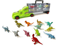 Dinosaurus vrachtwagen transporter truck  - 12 in 1 Dino set koffer - Oplegger - 38.5cm