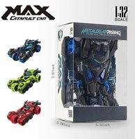 Die Cast Max catapult Car 3in1 -  pull-back - met 2 motors - licht en geluid - 1:32 Green