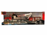 DIE-CAST Vrachtwagen autotransporter&nbsp;+ Brandweerauto 2in1 - pull-back drive