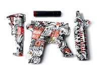 Gel Blaster- Elektrische geweer  - Red Graffiti  M4- compleet set incl. gel ballen - oplaadbaar - 75CM