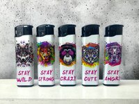 Lighters Click 50 pieces with Rasta animal print