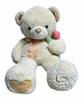Teddybeer - i Love you - 110CM - zacht knuffel beertje met roosje  - XXL beer