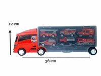 Brandweer vrachtwagen set - transporter - 6-delig set - truck koffer - 36.4 cm
