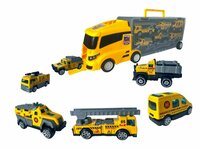 Vrachtwagen transporter set - werkvoertuigen - 6-delig set - truck koffer - 36.4 cm