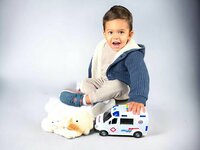 Ambulance speelgoed - Frictiemotor - 22.5CM - met geluid sirene en lichtjes 