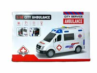 Ambulance speelgoed - Frictiemotor - 22.5CM - met geluid sirene en lichtjes 