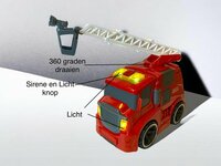 Brandweerwagen - frictie - met sirene geluiden en lichtjes 19.5cm