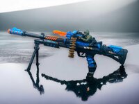 Flash Combat Zone - speelgoedgeweer - geluidseffect - trapfunctie - draaiende kogelriem - led lichtjes 69CM 