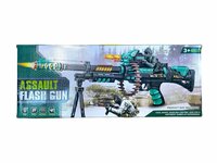 Flash Combat Zone - speelgoedgeweer - geluidseffect - trapfunctie - draaiende kogelriem - led lichtjes 69CM 
