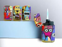 Jet Flame turbo aanstekers  - wind aansteker - 20 stuks in display - 360&deg; Surferboy print branders - soft touch