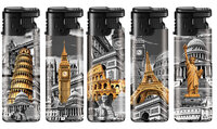 Turbo Aanstekers 50 stuks - navulbaar - monumenten print - Unilite &reg; Aansteker&nbsp;Jet flame