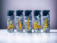 Turbo Aanstekers 50 stuks - navulbaar - monumenten print - Unilite &reg; Aansteker&nbsp;Jet flame