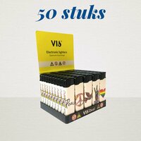 Aanstekers Klik  50 stuks - navulbaar - met Peace print - vio Lighter