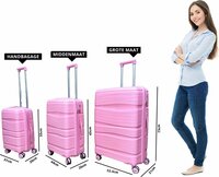 Koffer - Handbagage - Roze - Siliconen/Polypropyleen - 55 x 37 x 20 cm