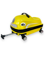 Kinder Koffer - Zit en Loop Auto - 2 in 1 Geel - 32L