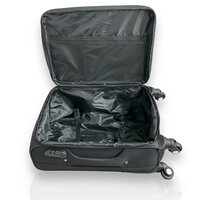Europe Travel - Koffer - Zacht Stof Polyester - Zwart - groot 68 x 41 x 26/28 cm