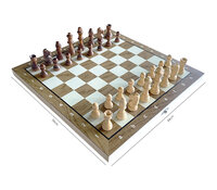 Schaaken en dammen 2in1 pakket - Opklapbaar - magnetisch schaakstenen en damstukken - Hout - 34CM